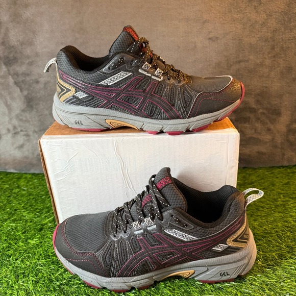 Asics Shoes - Asics Gel-Venture 7 Trail Running Shoes Sneakers Black Pink 1012A476 Womens 6